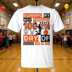 Camiseta para mujer con celebración del 100º día de clases de Basketball Dunking - Product Image 3