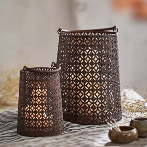 Décorations pour la maison et les événements, lanternes cylindriques en fer pour bougies votives avec poignées, couleur unique, utilisation pour Noël - Product Image 5