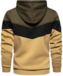 Sweat-shirt à capuche décontracté pour homme en polaire, avec poche kangourou, manches longues, style color block, écologique et respirant - Product Image 2