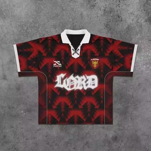 Oem High Quality Mesh Sport Soccer Jerseys Manufacturer Oversized Baseball Print <b>V</b>-<b>Neck</b> Half Sleeve Cropped Boxy <b>Men</b> <b>T</b>-<b>Shirt</b> - Product Image 1