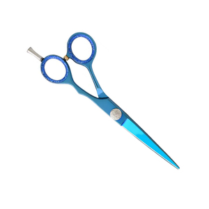 Salon de coupe de cheveux enduit de couleur bleue ciseaux en acier inoxydable ciseaux de coiffure de barbier avec repose-doigt réglable - Product Image 5