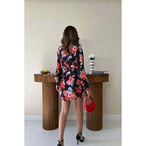 Satin Dress with <b>Red</b> <b>Belt</b> - <b>Red</b> - Product Image 6