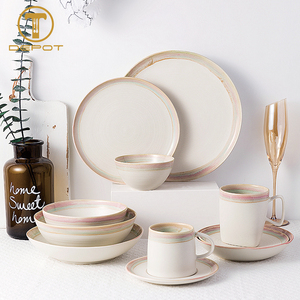 ชามเซรามิกทรงตื้นขนาด 7/8.5 นิ้ว ขอบไล่เฉดสี ขนาด 18-21.7 ซม. สำหรับร้านอาหารไทยและเอเชีย - Product Image 6