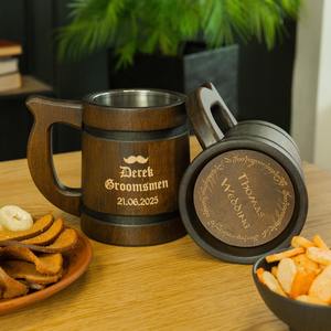 Jarra de cerveza de madera rústica Agregue un toque medieval a Beer Nights Man Caves o Cosplay Drinking Adventures - Product Image 1