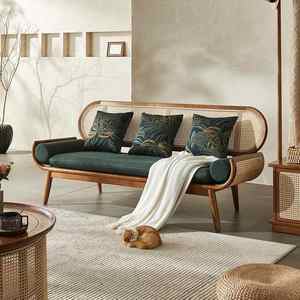 Natural Sustainable Rattan <b>Sofa</b> <b>Wooden</b> <b>Frame</b> Modern Design Comfortable Cozy Upholstery for Bedroom Hotel Living Room Lounges - Product Image 5