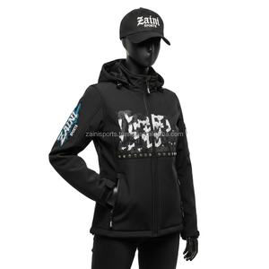 <b>Women</b> Softshell <b>Jacket</b> Premium Polyester Bonded Fleece <b>Black</b> Windproof Custom Screen Print Logo <b>Women</b> Softshell <b>Jacket</b> - Product Image 1