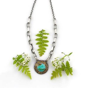 Collar con colgante de turquesa Ocean Bloom hecho a mano, joyería de plata de ley 925, piedra curativa, equilibrio espiritual protector, bohemio - Product Image 3