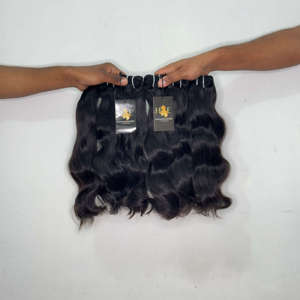 Lot de Cheveux Naturels Bruts Indiens de Temple, Extensions à Bandes Adhésives Ondulées Bodywave, Cheveux Vierges Alignés dans le Sens de la Cuticule - Product Image 1