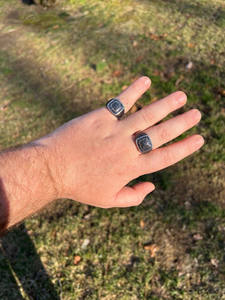 Bijoux de mode pour hommes en acier plaqué argent 925 certifié IGI, magnifique diamant noir, design carré classique de tous les jours - Product Image 4