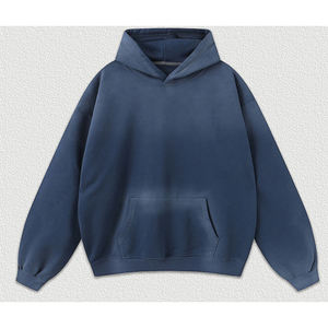 Pull à capuche délavé en polaire lourde de haute qualité pour hommes Logo personnalisé Vente en gros Bon marché Streetwear Sweats à capuche - Product Image 5