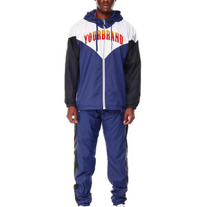 Chaqueta Impermeable para Hombre de Otoño, OEM, con Bloqueo de Color, Poliéster, Media Cremallera, Chaqueta Cortavientos con Capucha para Hombre - Product Image 1