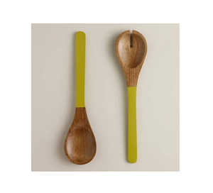 Resina de madera natural, cuchara de color azul, juego de servidores de ensalada, cuchara de ensalada de madera, tenedor de ensalada para forma redonda a la venta - Product Image 2