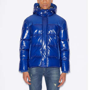 Chaqueta Acolchada Impermeable Metálica Brillante para Hombre, Estilo Urbano de Verano, Venta al por Mayor, Delgada, Larga, con Capucha, Reflectante, Diseño de Moda - Product Image 5