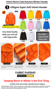 OEM Sweat à capuche en polaire de velours épais personnalisé Pull d'hiver surdimensionné super doux avec col à capuche et conception de poches - Product Image 3