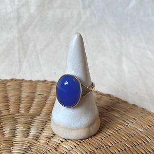 Anillo de Plata de Ley 925 con Calcedonia Acuática, Estilo Bohemio Hecho a Mano, con Engaste de Bisel, Diseño Único, Regalo de Boda para Mujer, Joyería Fina - Product Image 1