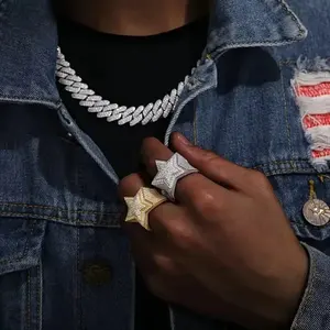 Anillo Exclusivo de Plata S925 con Moissanita, Pentagrama, Estilo Hip Hop, Joyería Moderna para Hombre, Anillo Ajustable - Product Image 6