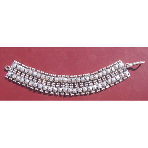 Pulsera y brazalete de cristal plateado liso - Product Image 1