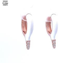 Pendientes de circonita cúbica asimétrica de Plata de Ley 925, Pendientes chapados en oro rosa para mujer, para boda o fiesta - Product Image 1
