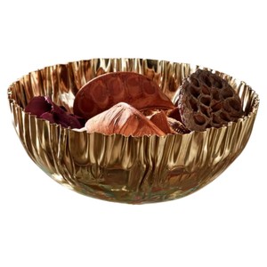 Cuenco de servicio arrugado de acero inoxidable moderno con base de mosaico dorado, cuenco de Chocolate de Metal decorativo elegante para el hogar y la vajilla - Product Image 6