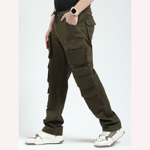 กางเกงคาร์โก้ทรงตรงเข้ารูปสำหรับผู้ชายกางเกงแนวสตรีทแบบลำลองหลายกระเป๋าดีไซน์ลายทางสำหรับผู้ชายกางเกงซักได้ - Product Image 2
