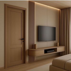 Puertas Interiores de MDF para Manualidades, Núcleo Sólido Hueco, Precolgadas, Insonorizadas, para Dormitorio, Villa, Sala de Estar, Estilo Minimalista Vietnamita - Product Image 2