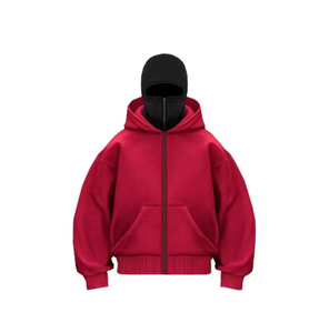Sudadera con Capucha Personalizada de Alta Calidad con Bordado de Ninja, Pasamontañas, Algodón Grueso, Diseño de Parches, Capucha Doble con Cierre, Lavado Ácido - Product Image 2