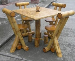 Wholesale Modern Bamboo Rattan Apartment Garden Furniture Sets Patio <b>Dining</b> <b>Chairs</b> and Table Set - Product Image 3