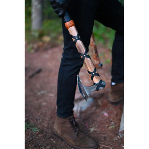 Hacha de Acero al Carbono Burraq Personalizada de 19.5 Pulgadas, Hachas Tomahawk con Mango de Madera de Palisandro, Funda de Cuero, para Campamento, Bricolaje, Grado Industrial, para Exteriores - Product Image 2