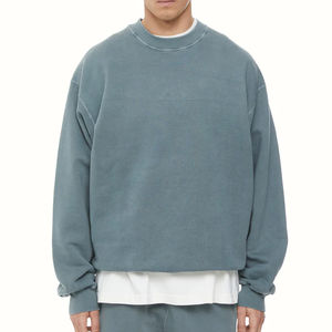 Sudadera extragrande lavada con ácido personalizada, gruesa y Lisa, ropa de calle de algodón de rizo francés de alta calidad, sudadera personalizada con cuello redondo para hombre - Product Image 6