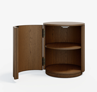 Table d'appoint ronde en marbre à l'aspect moderne avec base en bois, élégante pour la maison, l'hôtel et le salon.
