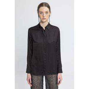 Chemise en satin classique - Noir - Product Image 5