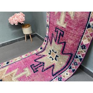 Vintage Turkish Herki Rug 3x10.8 ft, <b>Red</b> <b>Runner</b> Camouflage Wool Rug - Product Image 2