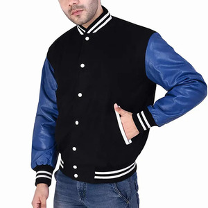 2023 precio al por mayor suministro de fábrica botón cubierto hombres Letterman chaquetas prendas de vestir parches bordado Logo Varsity chaqueta hombres - Product Image 2