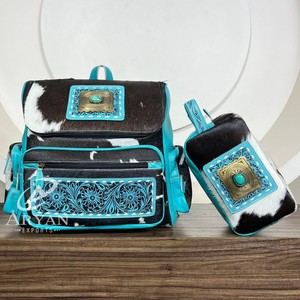 Bolsa de pañales de viaje multifuncional de cuero de vaca con herramientas manuales de moda de calidad superior, mochila y neceser para mujer - Product Image 1