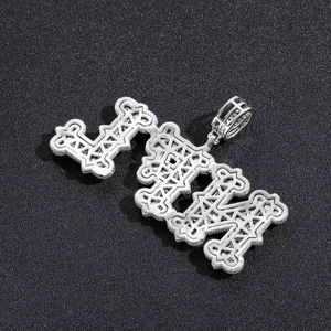 Colgante de Oro Blanco de 14 Quilates con Incrustaciones de Diamantes de Moissanita, Estilo Hip Hop, Joyería Elegante para Hombre o Mujer - Product Image 5