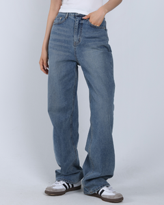 Jeans de Mezclilla de Corte Recto Semi Ancho para Mujer, Suaves y Cómodos, Estilo Coreano para Uso Diario, 2 Colores, Tallas S a L - Product Image 6