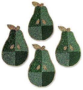 Stylish Fancy Premium Beaded Bow Square Shape Embroidery Four Set Coaster With Round Shape <b>Seed</b> Beads By Hiba Enterprises - Product Image 2