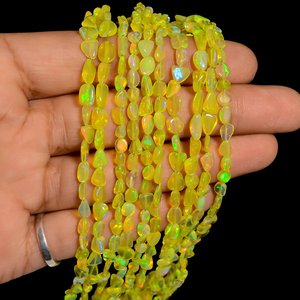 Perles de pierres précieuses lisses en opale éthiopienne jaune cristaux en vrac pour la fabrication de bijoux fournitures de perles de bricolage - Product Image 2