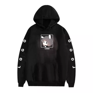 Sweat à capuche anime surdimensionné pour hommes en tissu français personnalisé en gros pas cher prix broderie Logo 6XL pluvier blanc uni essentiel - Product Image 3