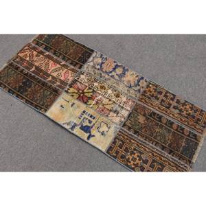 Vintage <b>Brown</b> Blue Patchwork Turkish <b>Wool</b> Eco Friendly Medium Pile Rug 21 X 48ft Flat Weave Dining Room Carpet Latex Backing 4m - Product Image 4