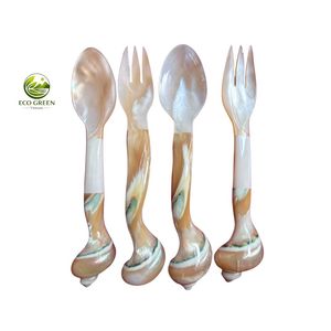 Tenedores de Fruta Hechos a Mano con Conchas Marinas Naturales, Mango con Incrustaciones de Perlas Rosas, Palillos para Cócteles Ecológicos, Juego de Cubiertos Pequeños para Postres - Product Image 6