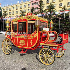 Chariot de mariage royal électrique de luxe rouge à 4 roues Transport spécial Chariot tiré par des chevaux - Product Image 2
