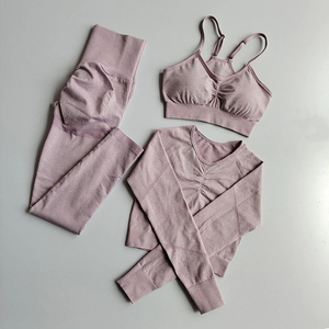 Sujetador deportivo acanalado Lcool, ropa de gimnasia sin costuras, sujetador de soporte alto, pantalones cortos para mujer, ropa deportiva, conjunto de ropa deportiva - Product Image 3