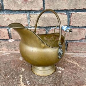 Antique Brass <b>Coal</b> <b>Bucket</b> Handcrafted Embossed Fireplace Storage Bin for Rustic Home Design Luxury Fireplace Sets Accessories - Product Image 3