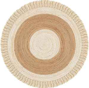 พรมผ้าฝ้ายและปอกระเจาทรงกลมแบบกลับด้านทำด้วยมือมีชุดพื้นที่หรูหราปรับขนาดได้ตามต้องการ - Product Image 2