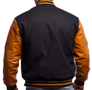 Chaqueta universitaria de alta calidad de fabricante OEM para hombre, Mangas de cuero de chenilla bordadas, letras de béisbol personalizadas a prueba de viento - Product Image 4