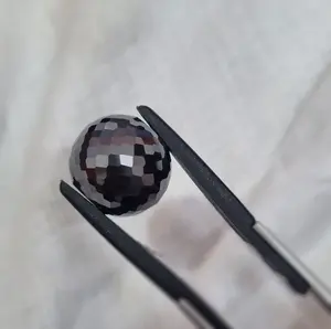 Perles rondes noires de Moissanite de 17.50 MM perles à facettes de qualité AAA faisant pour des bijoux de perles de Moissanite et des bijoux personnalisés - Product Image 1