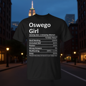 OSWEGO GIRL NY New York City Home Roots USA T-shirt promozionale realizzata a mano negli Stati Uniti - Product Image 3