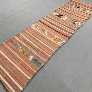 พรมตุรกี, พรมปูพื้นขนาด 3.3x10.7 ฟุต, พรมลายตารางสีส้มคิลิม - Product Image 2