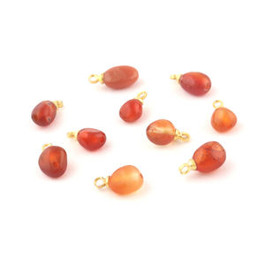 Bijoux personnalisés breloques naturelles cornaline orange simple caution bricolage connecteur plaqué or haut percé pendentif faisant connecteur - Product Image 4